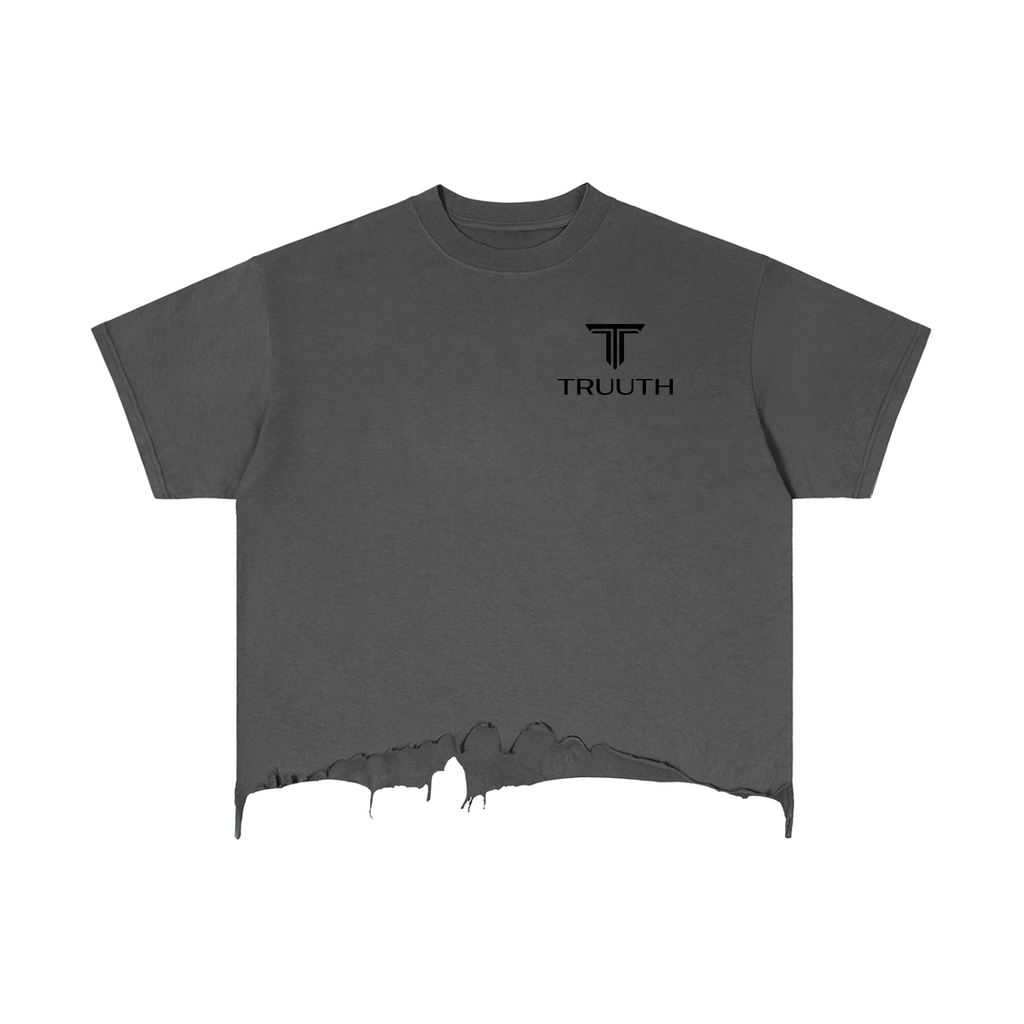 TRUUTH Vintage Wash Boxy Distressed Hem T-Shirt