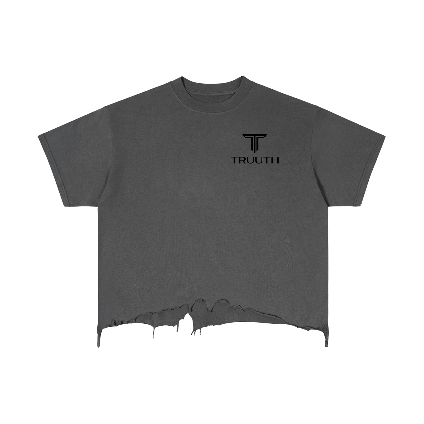 TRUUTH Vintage Wash Boxy Distressed Hem T-Shirt