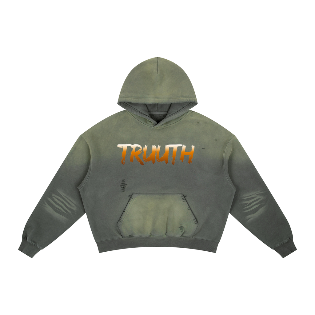 Frayed Sunfade Boxy Fleece Hoodie