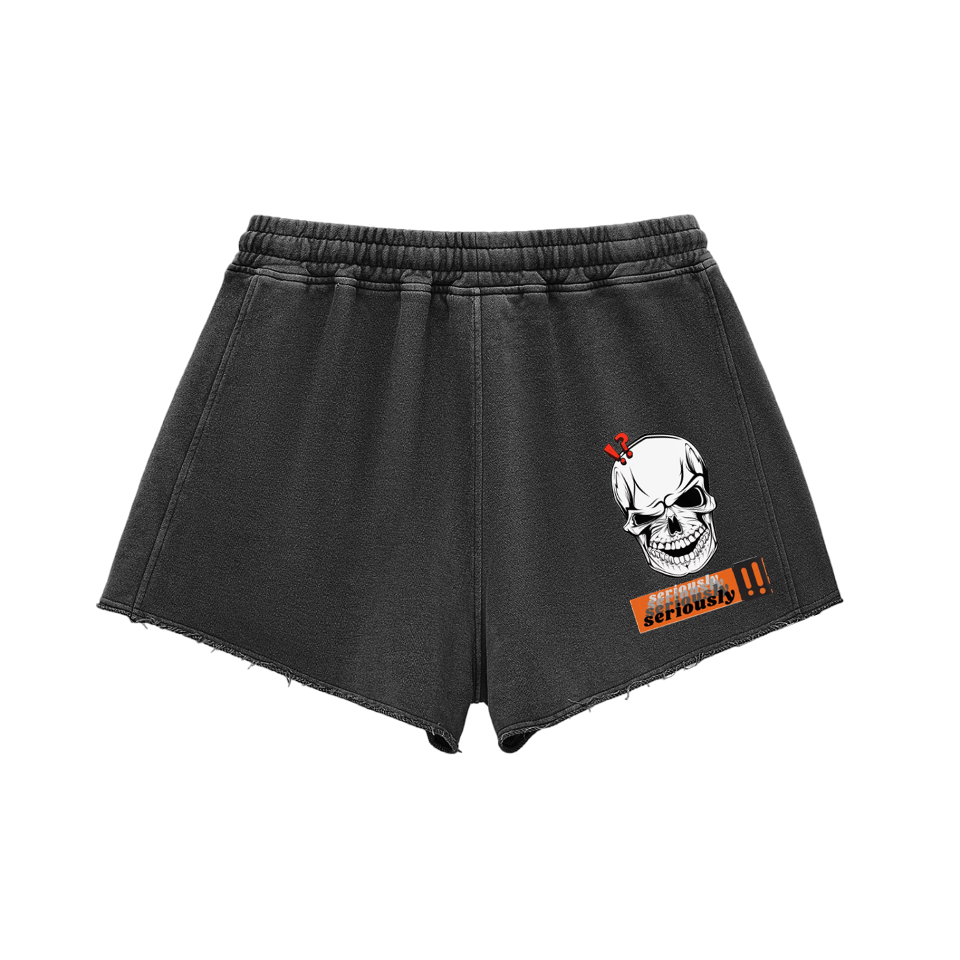 TRUUTH Snow Washed Raw Edge Drawstring Shorts