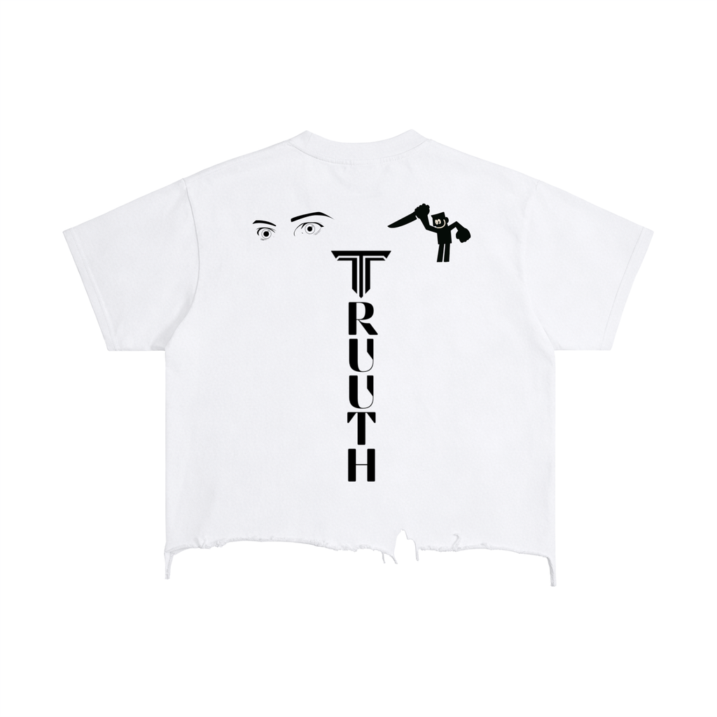 TRUUTH Vintage Wash Boxy Distressed Hem T-Shirt