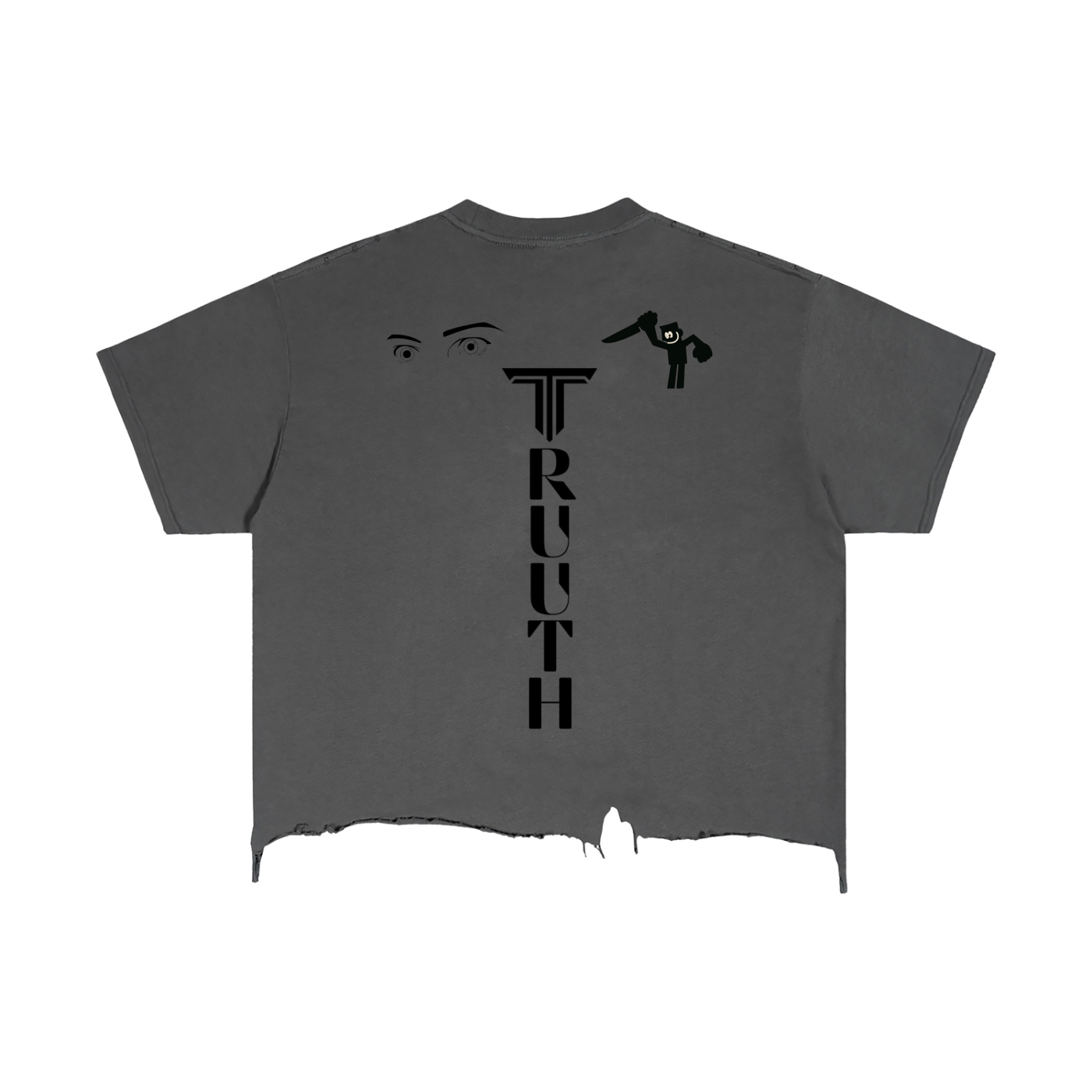 TRUUTH Vintage Wash Boxy Distressed Hem T-Shirt