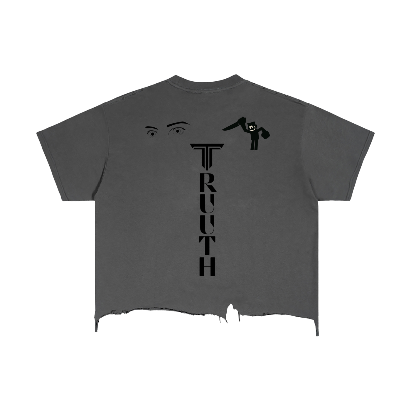 TRUUTH Vintage Wash Boxy Distressed Hem T-Shirt