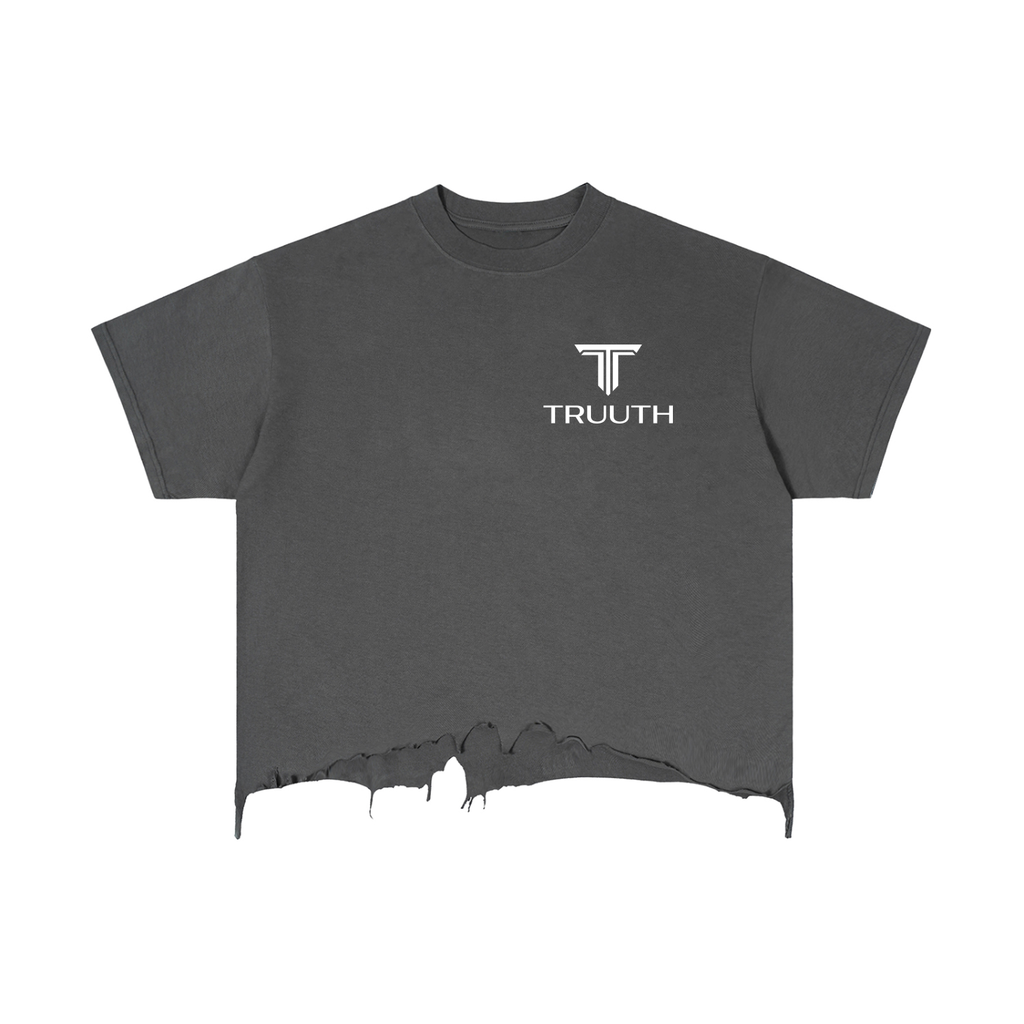 TRUUTH Vintage Wash Boxy Distressed Hem T-Shirt