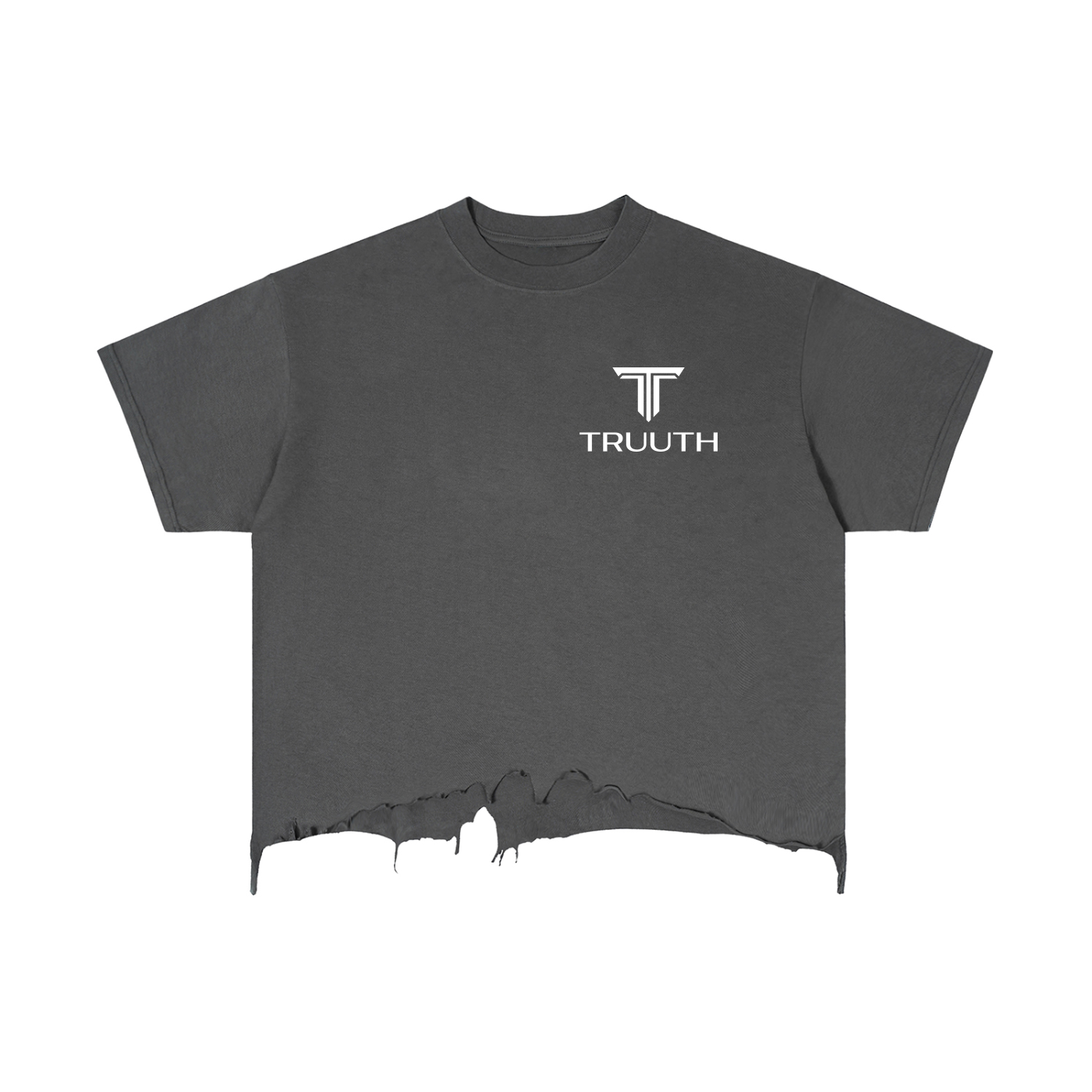 TRUUTH Vintage Wash Boxy Distressed Hem T-Shirt